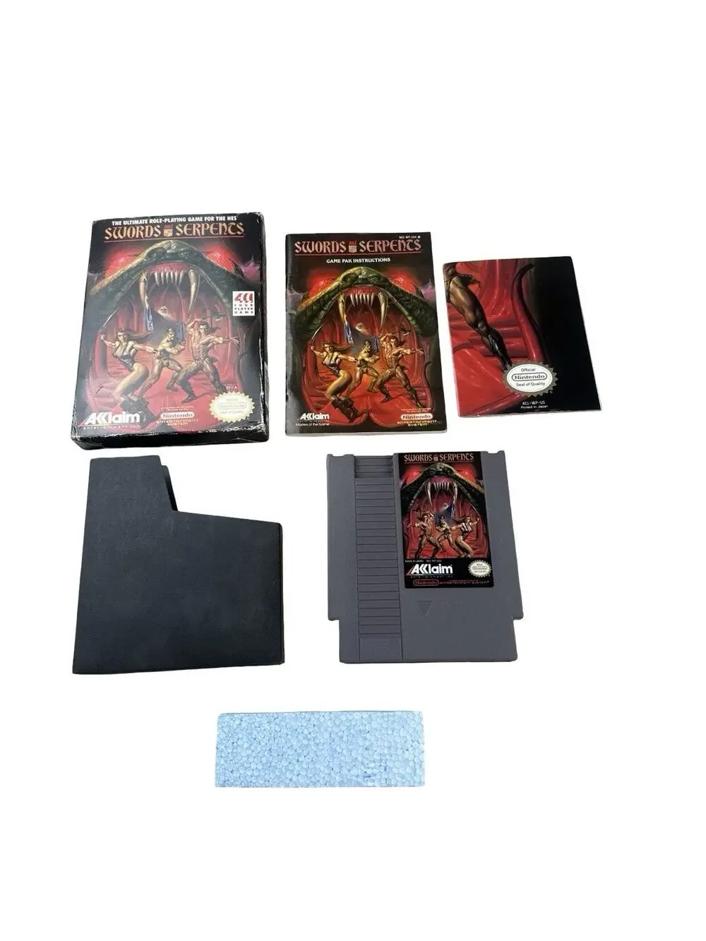 Swords and Serpents (Nintendo NES, 1990) Complete CIB Box Manual Poster Tested